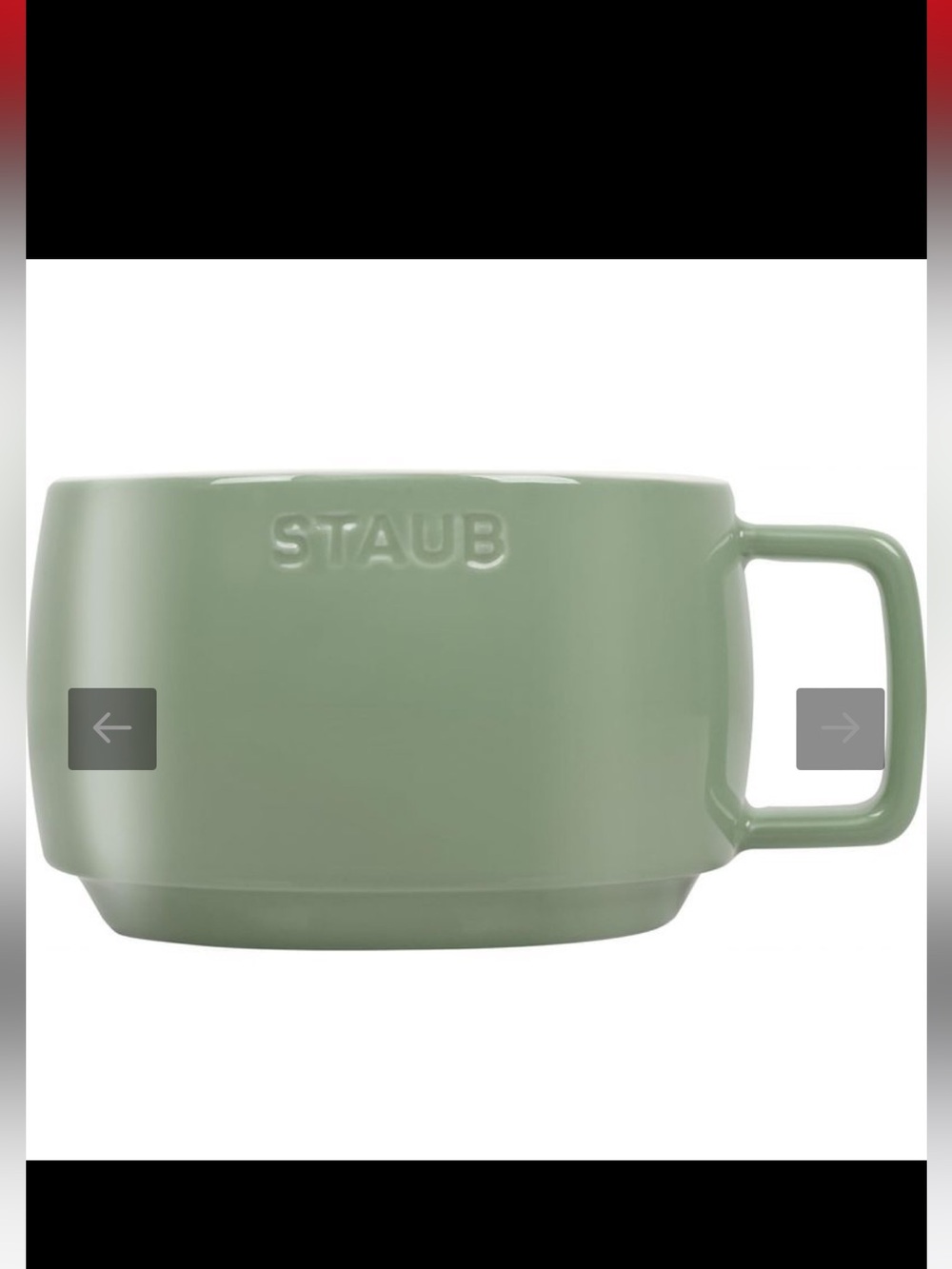 Staub Matte Sage Green Ceramic Coffee Mug with Square Handle